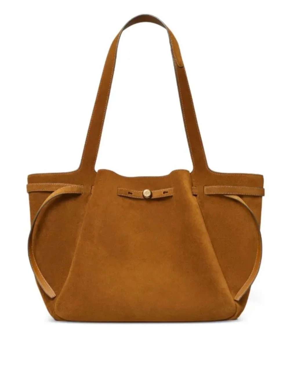 Tory Burch Large Romy Caramel Suede Shoulder Tote Bag